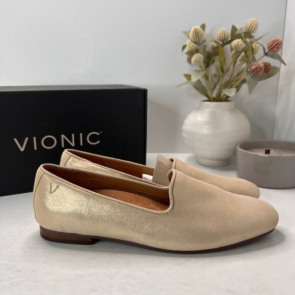 Vionic Willa II Slip-on Leather Slip On Flat Metallic Gold Women's 9.5M - Picture 3 of 10
